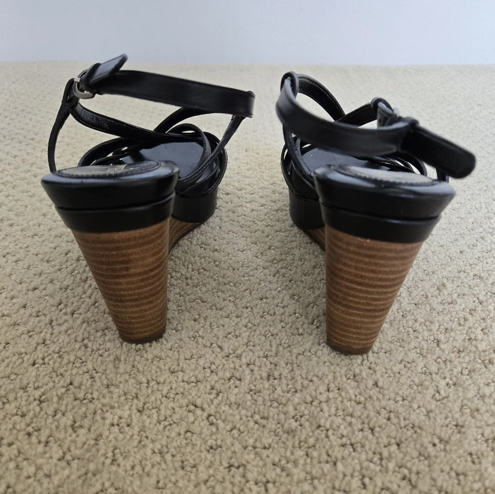 Cole Haan Black Wedge Sandals 7.5 B